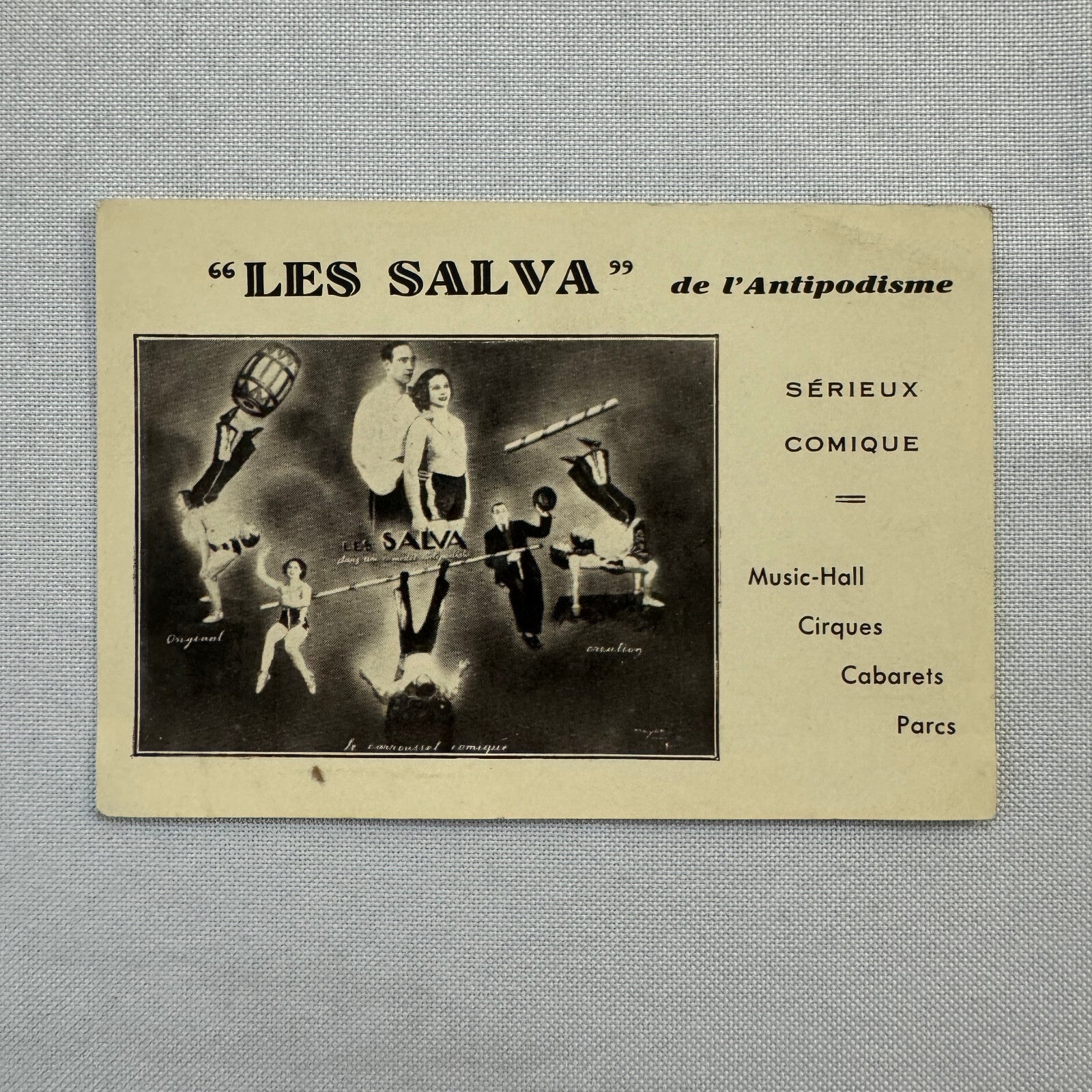 Vintage Circus Musical Comedy Balancing Act Postcard Post Card Les Salva French
