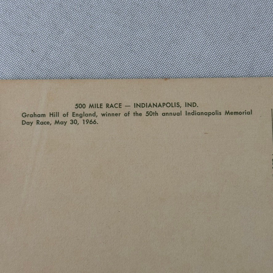 Vintage Indy Racing Postcard Graham Hill Indianapolis 500 Driver Motorsport