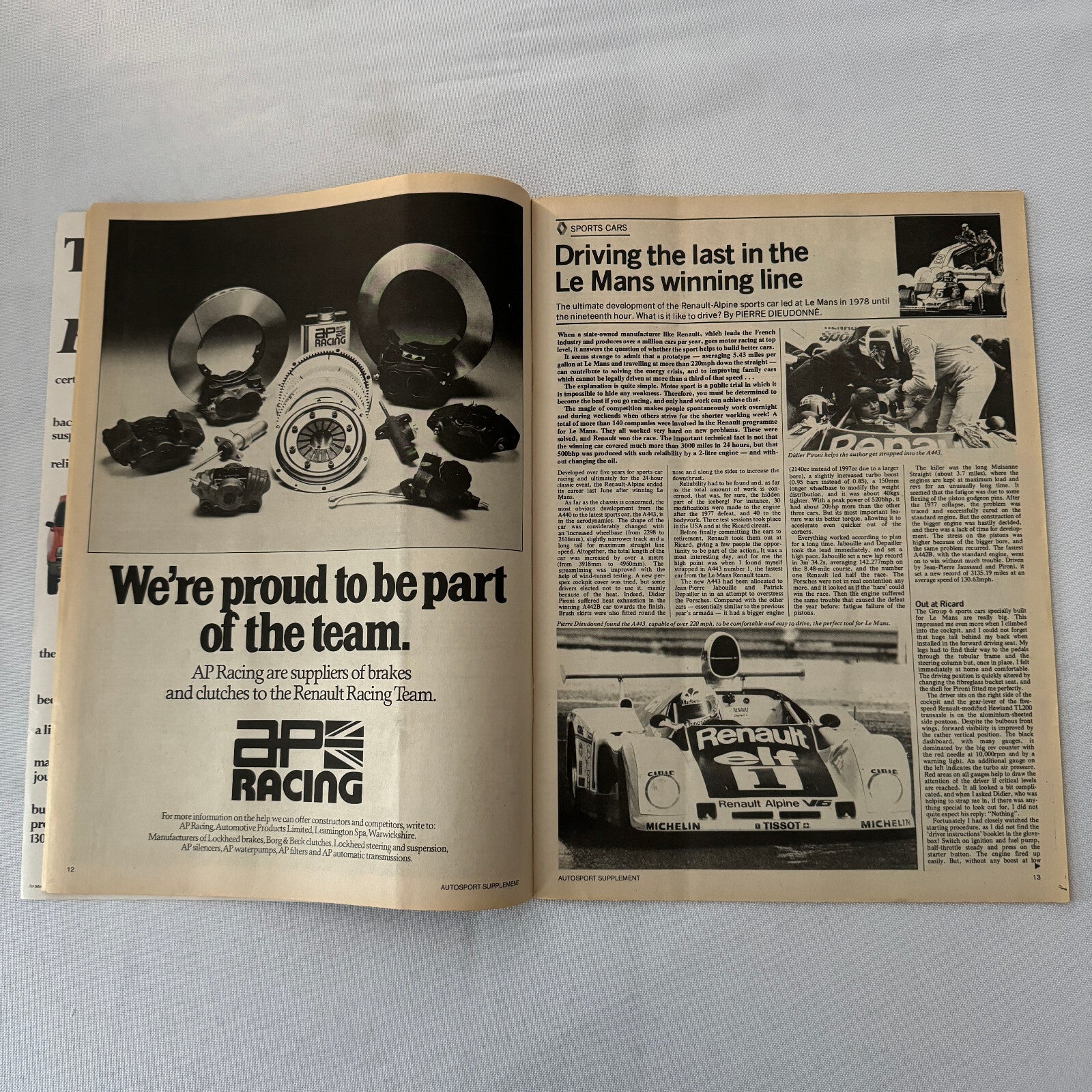 Vintage Renault Racing Supplement Magazine F1 Formula One ELF Renault 5 Gordini