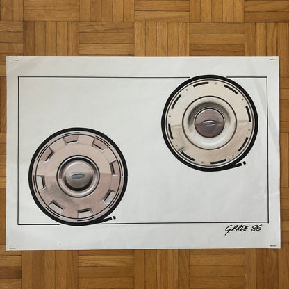 Car Styling Concept Illustration Art Drawing Sketch Vintage Lot 7x Ford Wheels