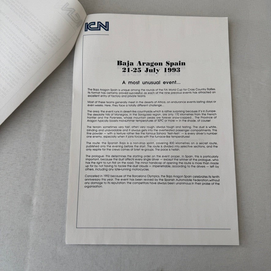 Rothmans Mitsubishi Pajero Rally Rallye Racing Press Kit 1993 Baja Aragon Spain