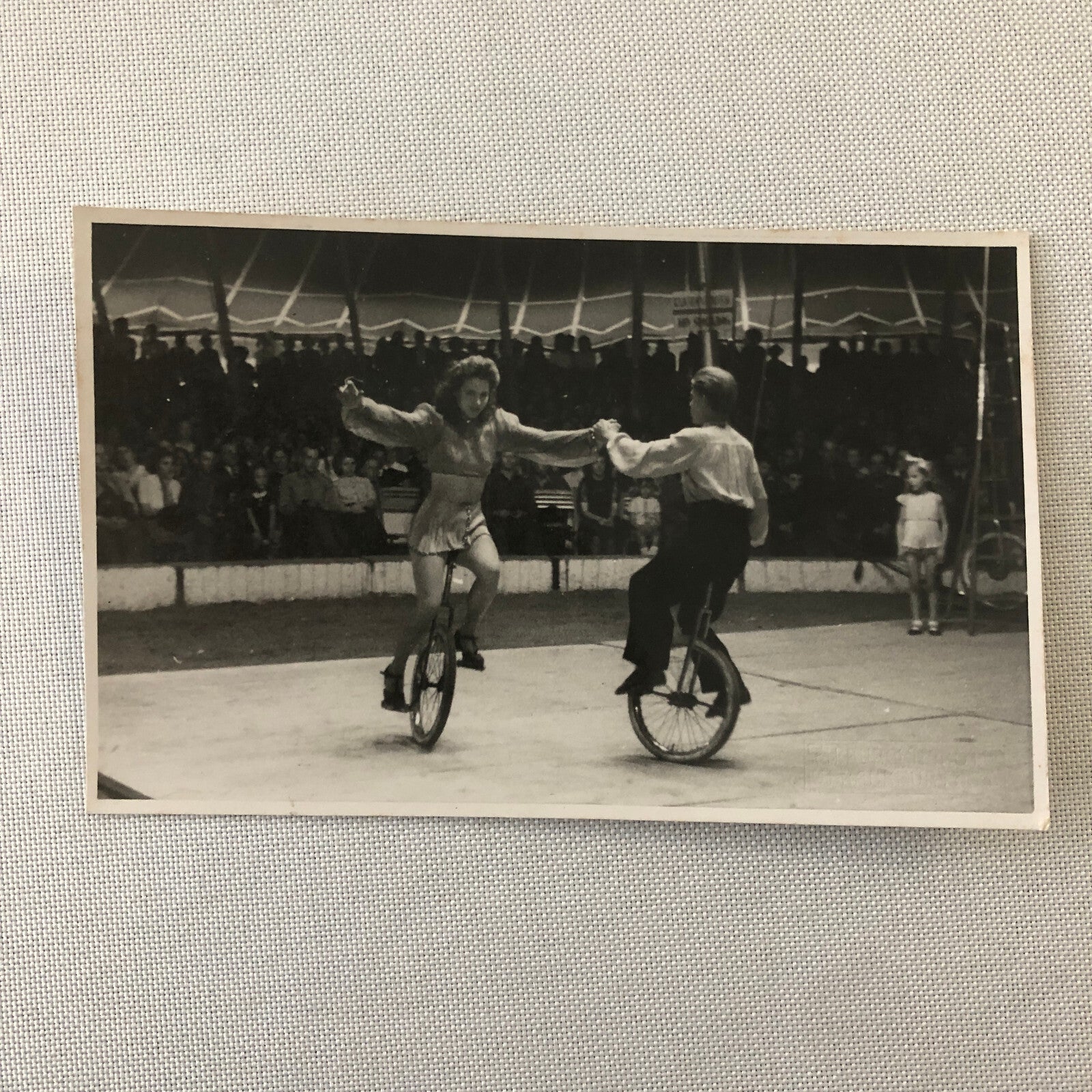 Circus Unicycle Balancing Act Photo Photograph Print Vintage