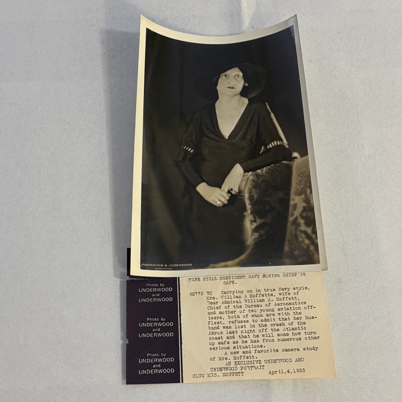 Press Photo Photograph Wife Admiral Moffett Killed Navy Dirigible Akron Disaster