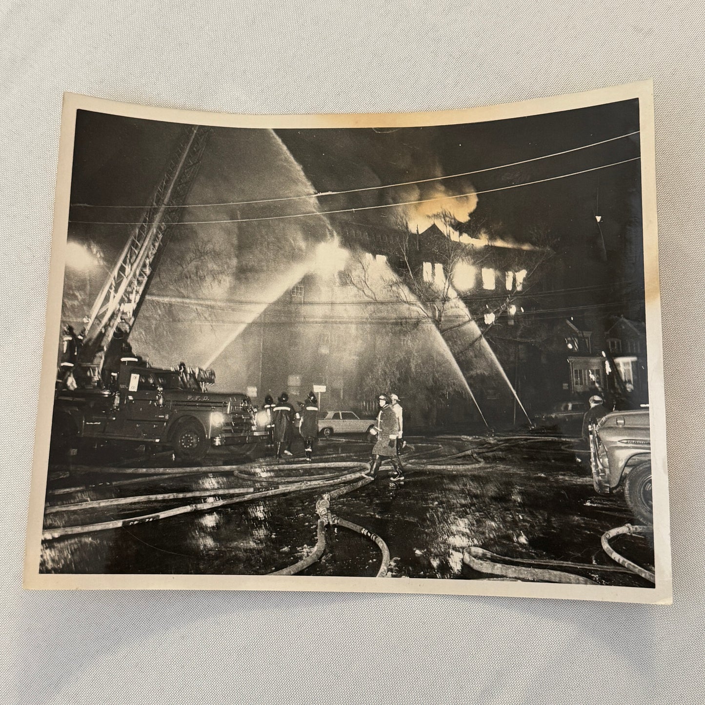 Firefighting Fire Fighter Fire Photo Photograph Print Vintage Fire Truck