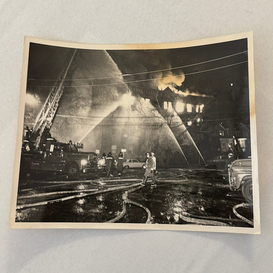 Firefighting Fire Fighter Fire Photo Photograph Print Vintage Fire Truck