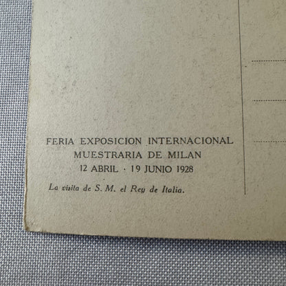 Vintage Italian Postcard Post Card International Exposition 1928 Milano Milan