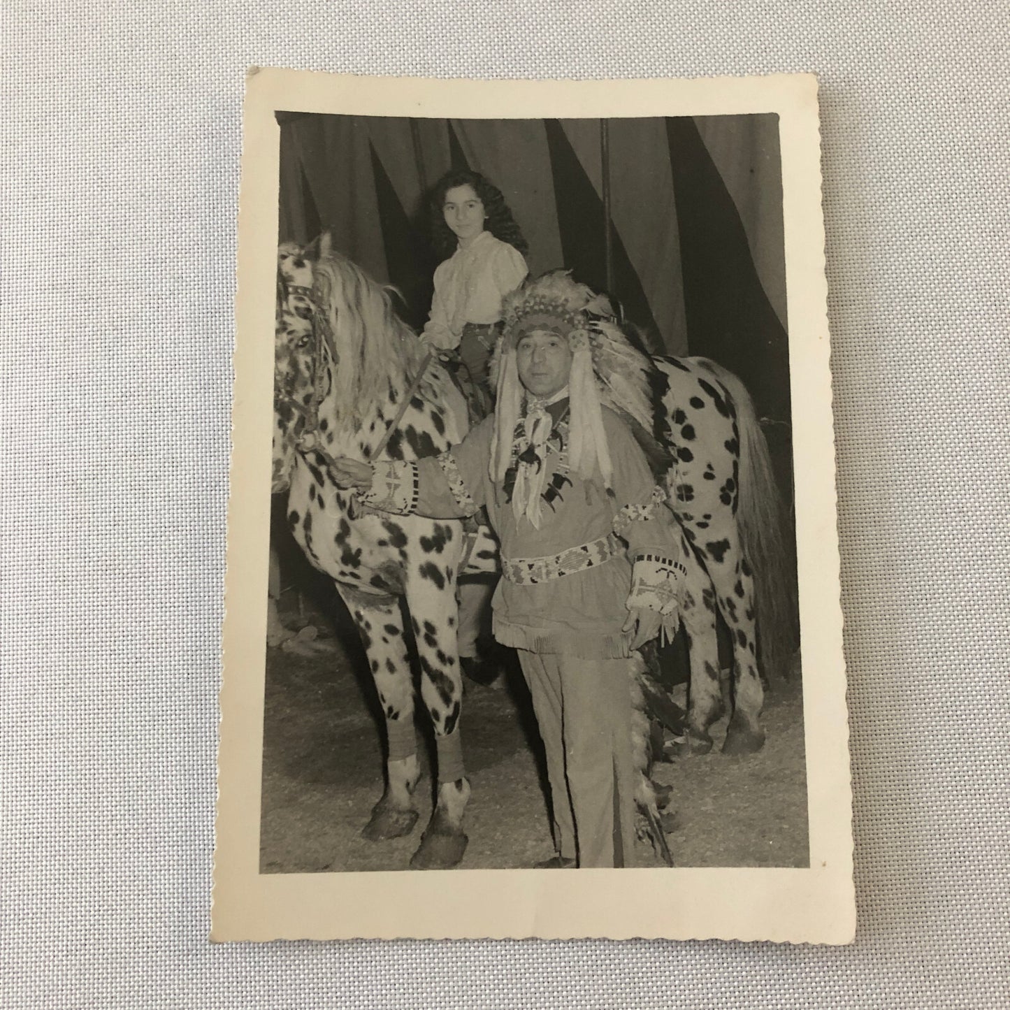 Native American Man with Woman Horse Photo Photograph Circus Vintage