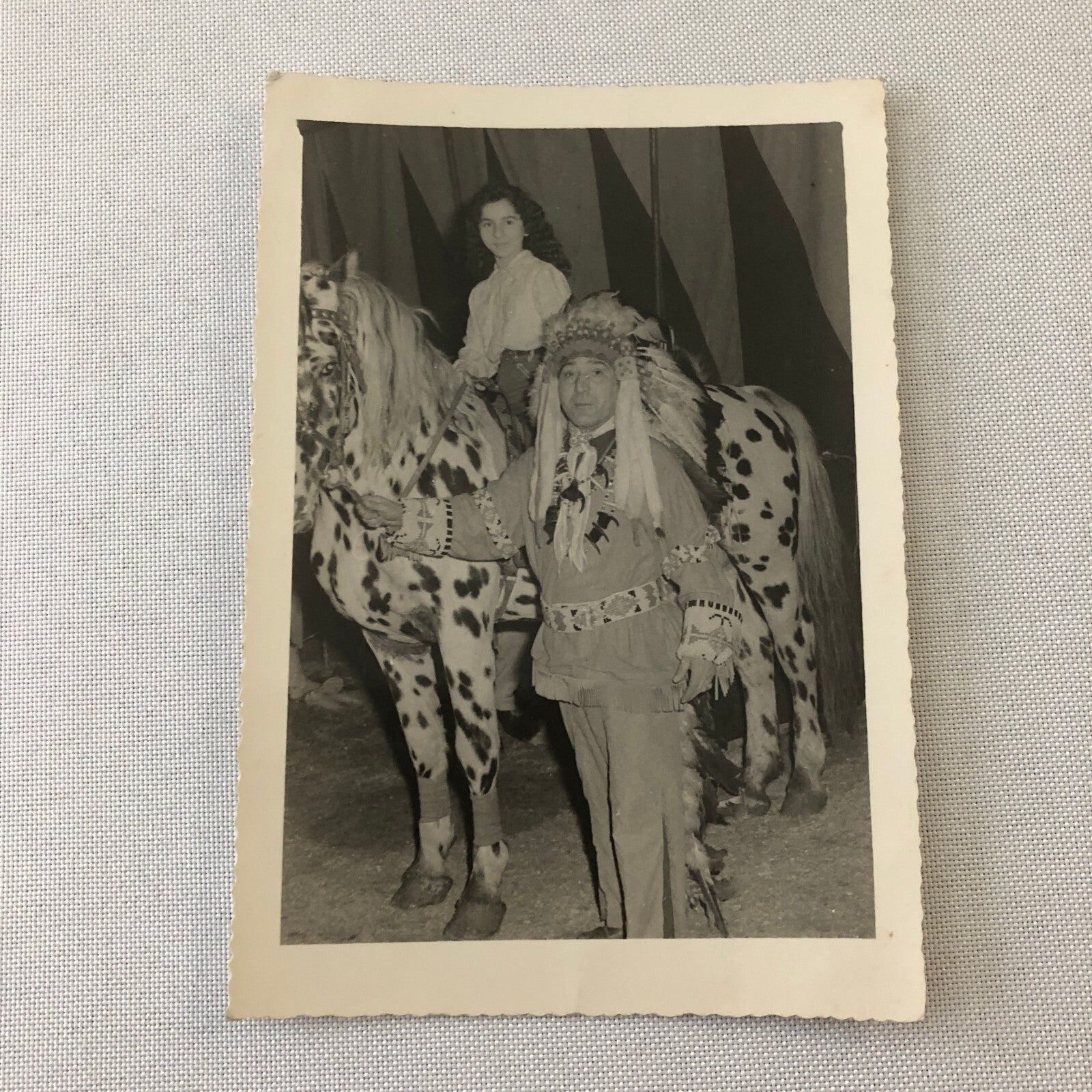 Native American Man with Woman Horse Photo Photograph Circus Vintage