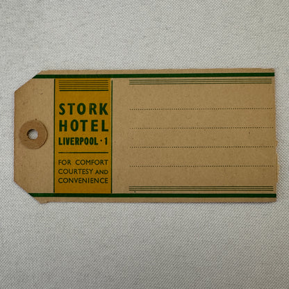 Vintage Hotel Travel Hotel Luggage Label Stork Hotel Liverpool England UK