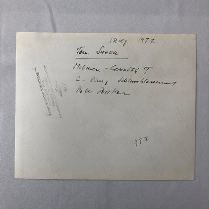 Vintage Indy Indianapolis Racing Photograph Tom Sneva 1977 McLaren Cosworth