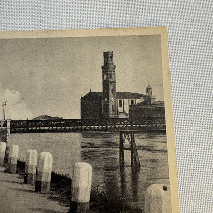 Vintage Italian Postcard Post Card Cavarzere Ponte Sull'Adige Car Automobile