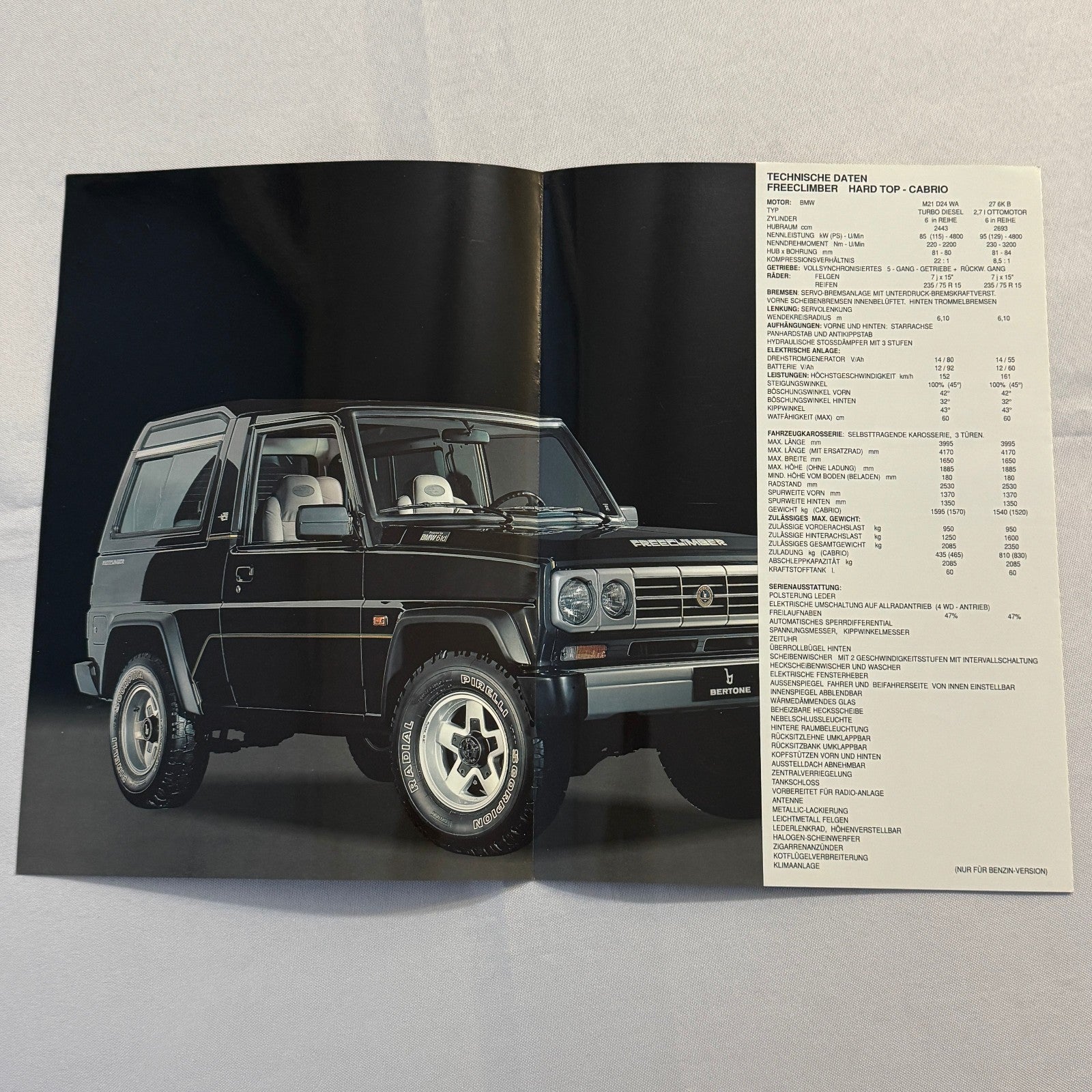 1991 Bertone Freeclimber SUV Sales Brochure BMW Bertone Free Climber GERMAN