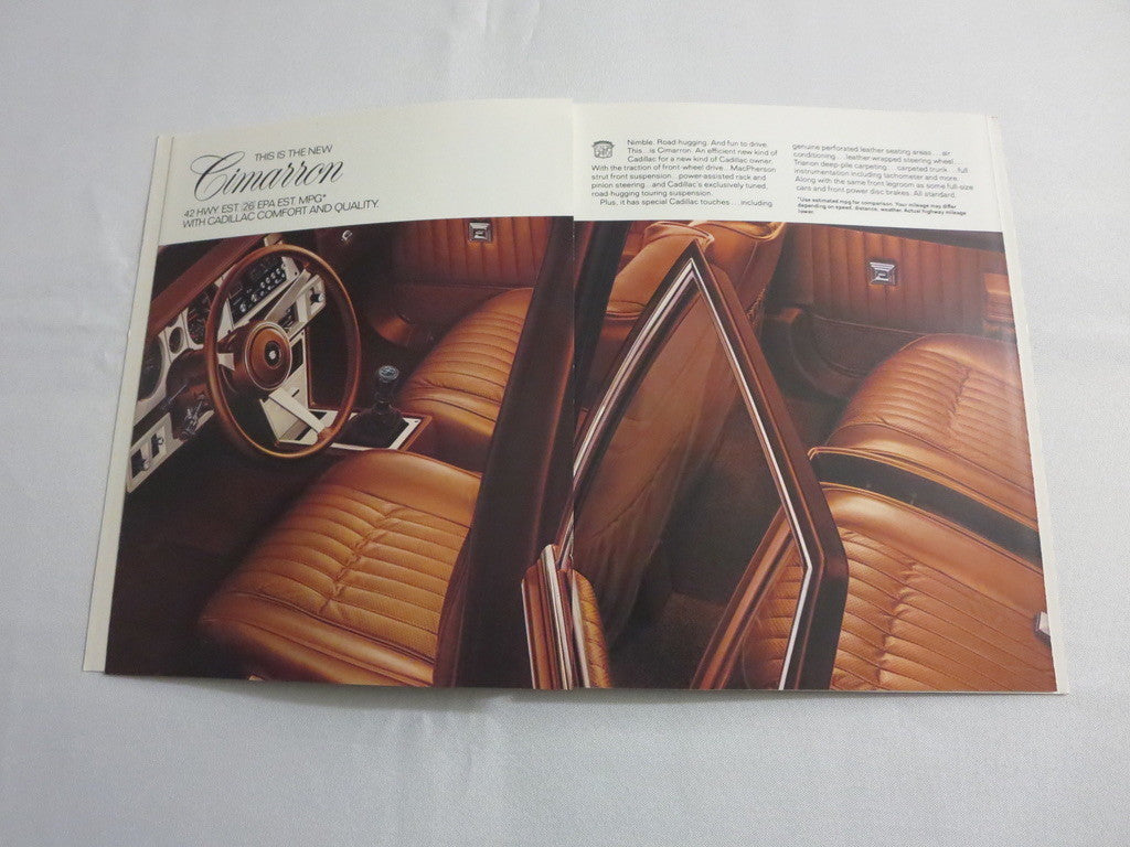 1982 ? Cadillac Cimarron Sales Brochure Catalog Vintage Advertising 