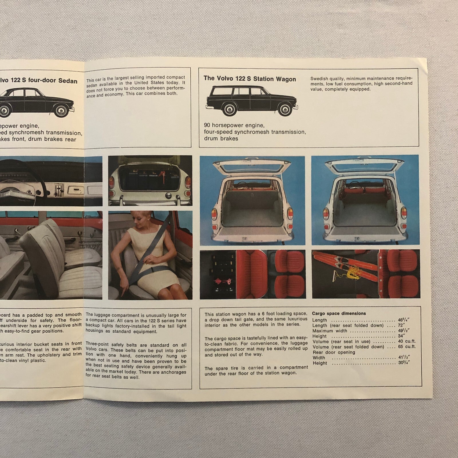 Vintage Volvo 122 Series Sales Brochure Catalog 122 S Sedan Station Wagon 122S