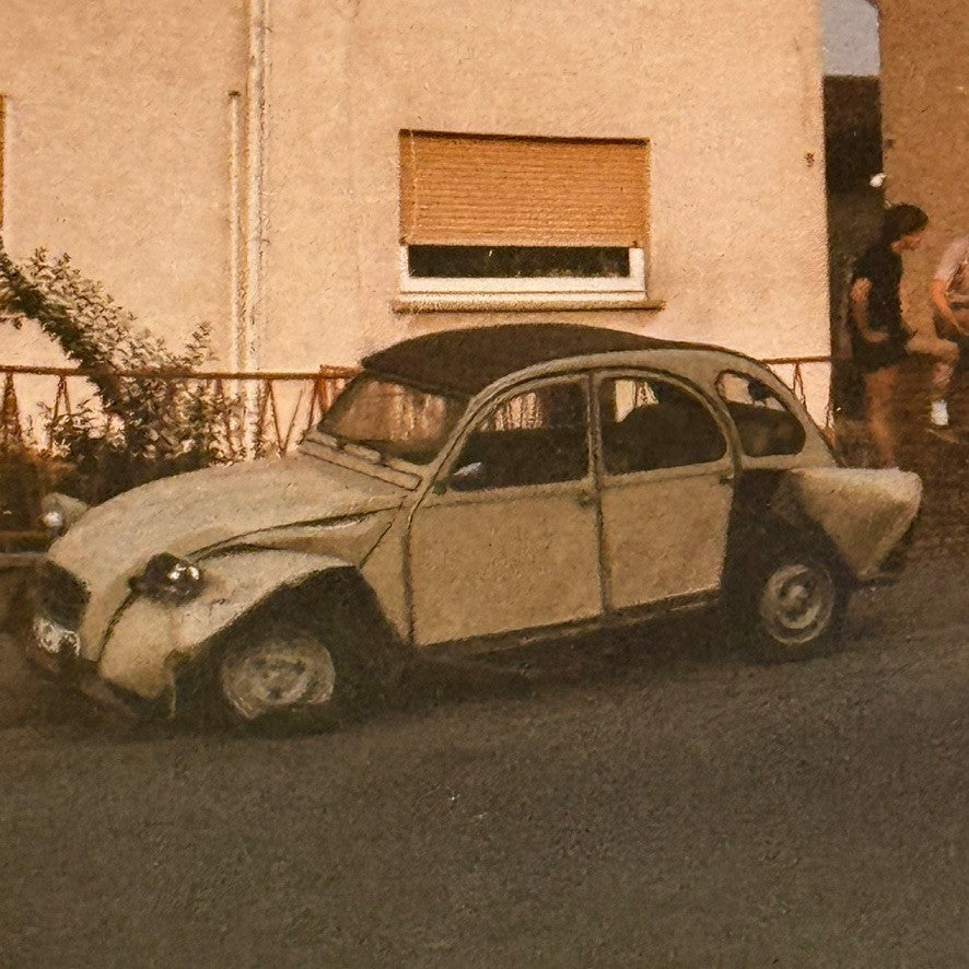 Citroen 2CV Wreck Wrecked Crash Car Automobile Photo Photograph Print Vintage