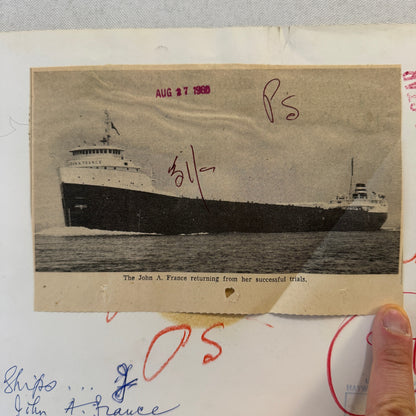 Vintage Ship Boat Press Photo Photograph Print John A France Montreal Star