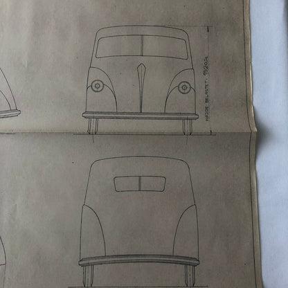 1935 Coachbuilder Car Design Blueprint Rendering Blue Print 2-Door Body