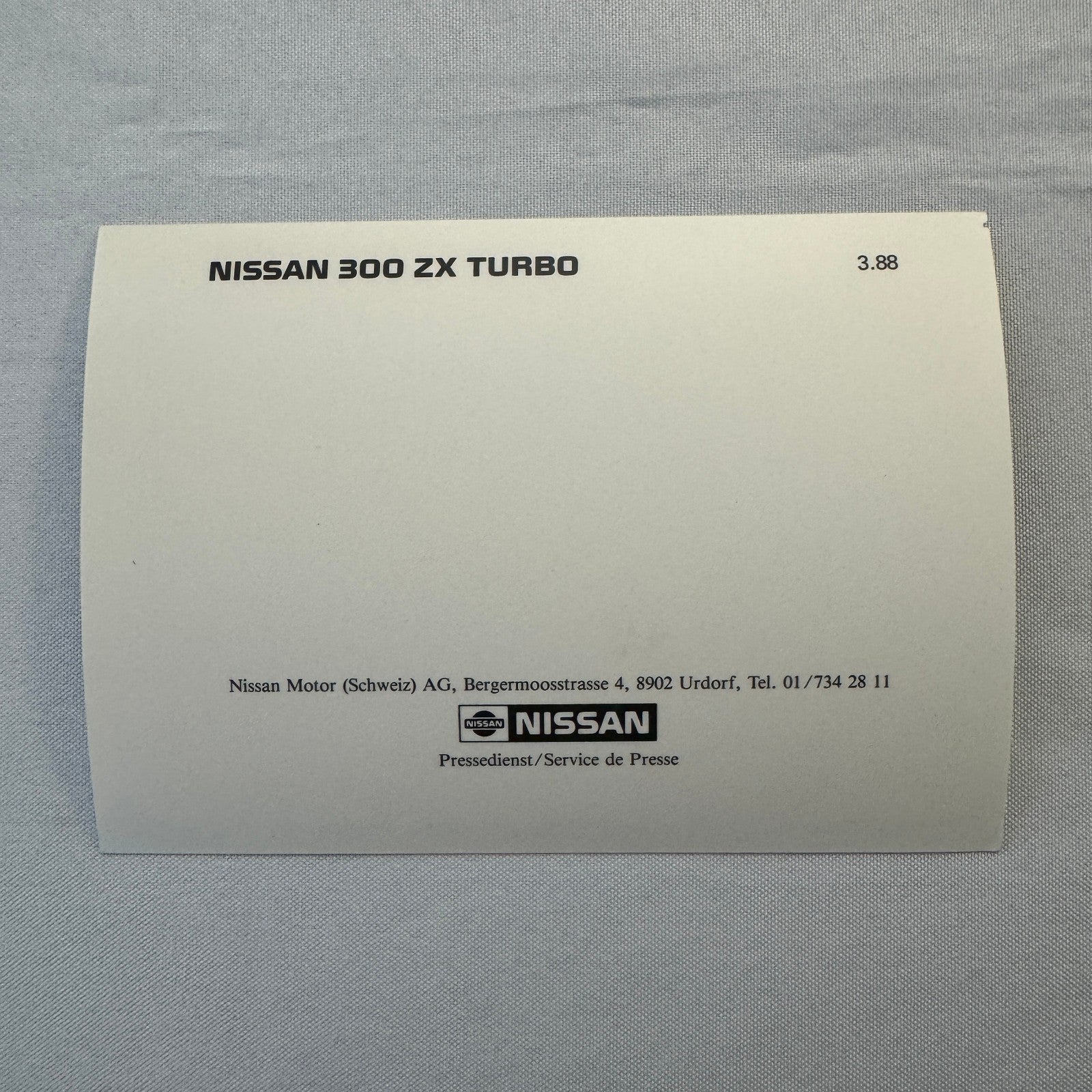 1988 Nissan 300 ZX Turbo Sports Car Factory Press Photo Photograph Swiss