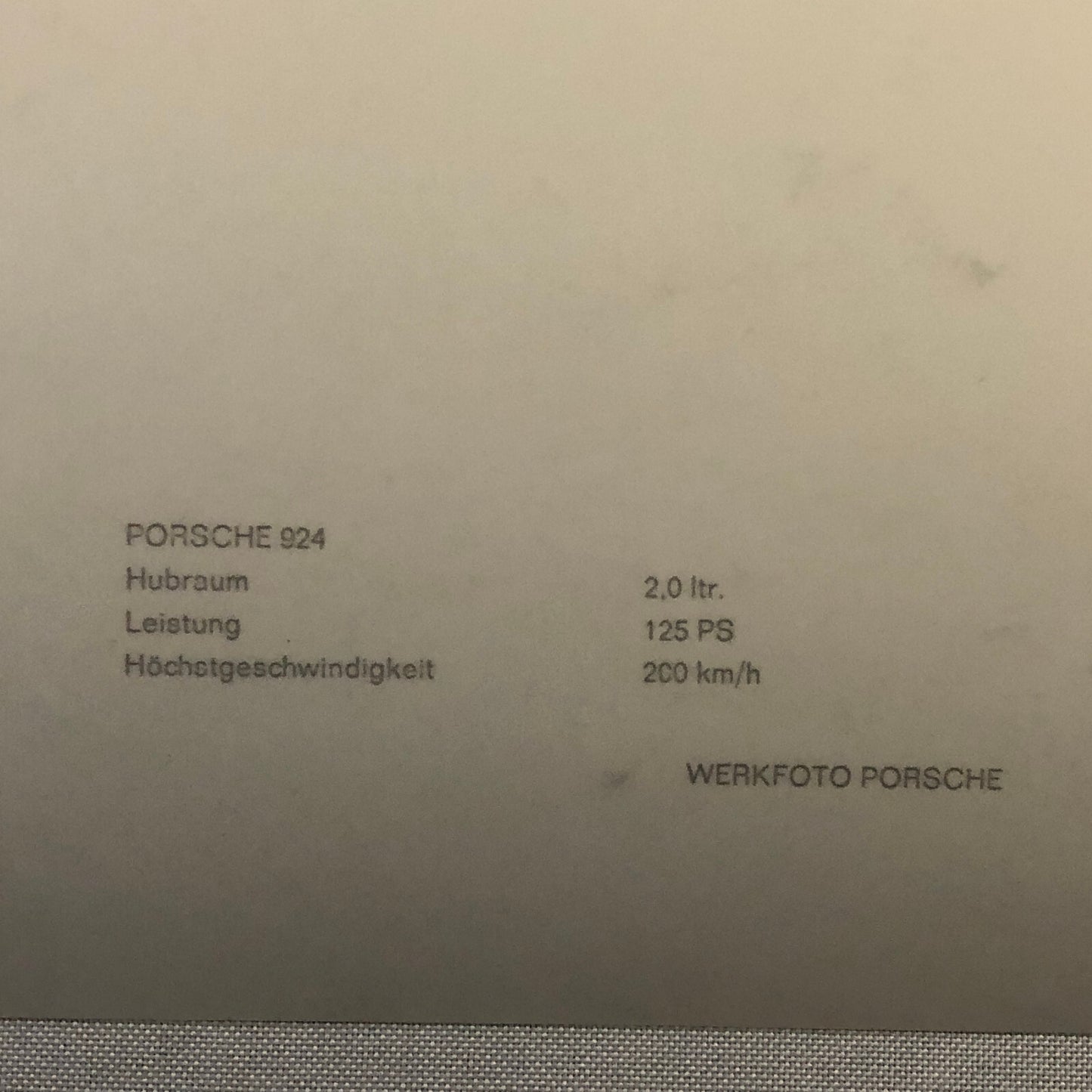 Vintage Porsche 924 Coupe Factory Werkfoto Press Photo Photograph