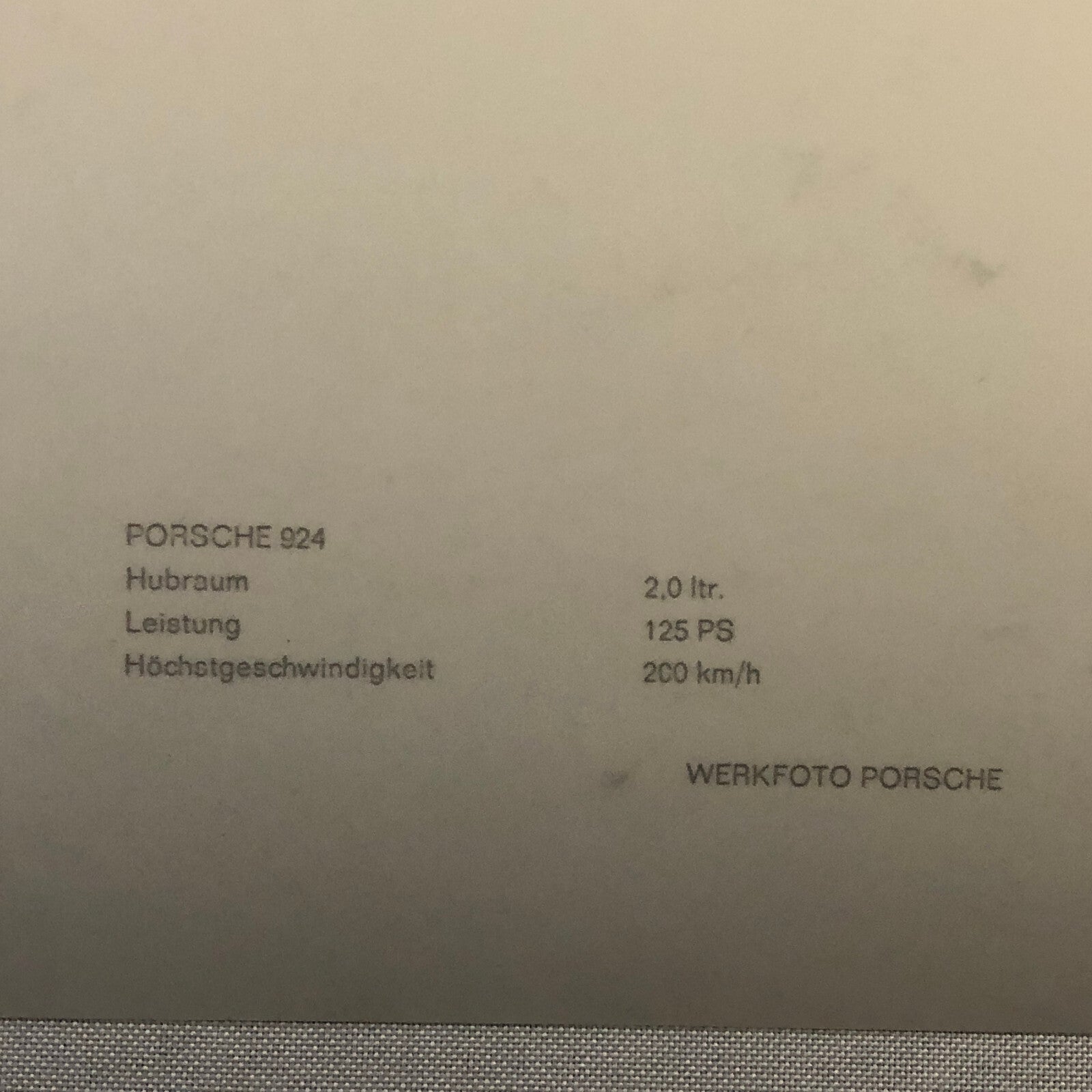 Vintage Porsche 924 Coupe Factory Werkfoto Press Photo Photograph