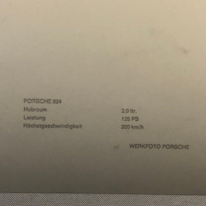 Vintage Porsche 924 Coupe Factory Werkfoto Press Photo Photograph