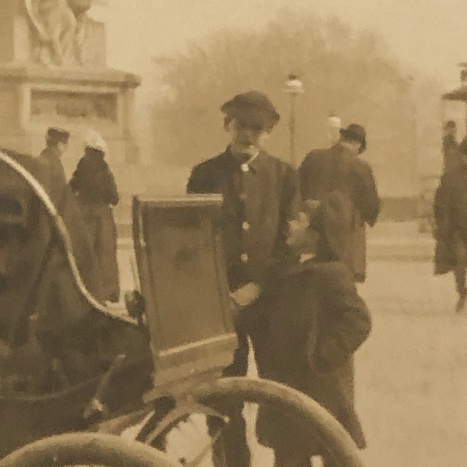 Antique Photo Photograph 1902 Man in Early Automobile Car Chase Manhattan Bank