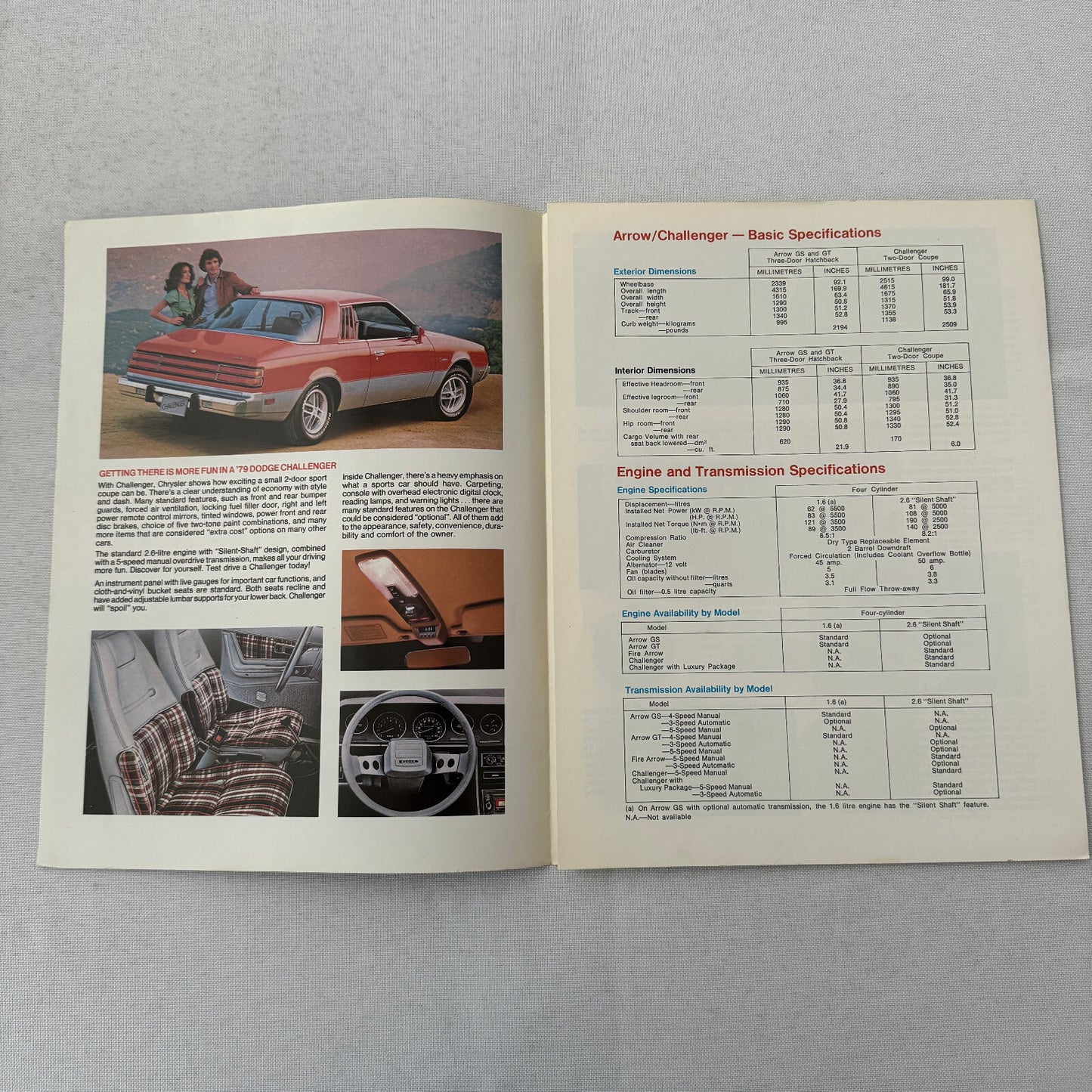 1979 Dodge Challenger and Dodge Arrow Sales Brochure Catalog