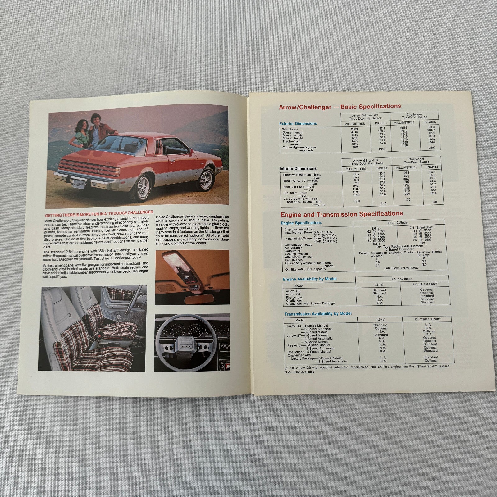 1979 Dodge Challenger and Dodge Arrow Sales Brochure Catalog