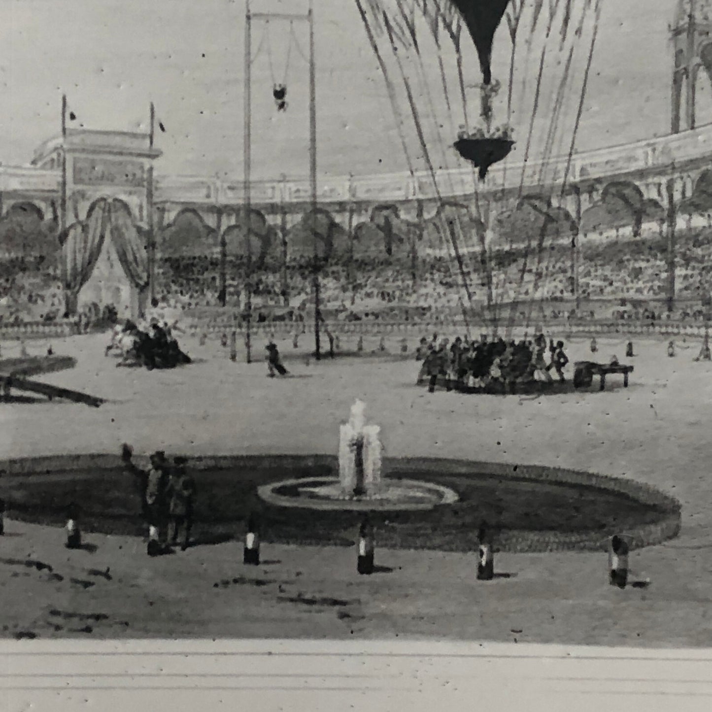 Vintage Photograph of Painting Circus Scene Horses Hot Air Balloon Photo