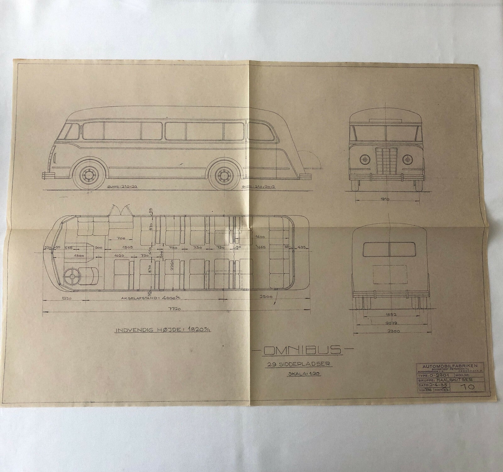 1935 Coachbuilder Bus Design Blueprint Rendering Blue Print Coach Bus Truck
