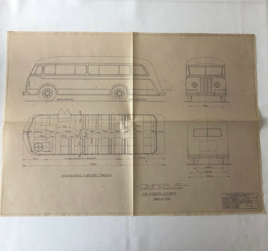 1935 Coachbuilder Bus Design Blueprint Rendering Blue Print Coach Bus Truck