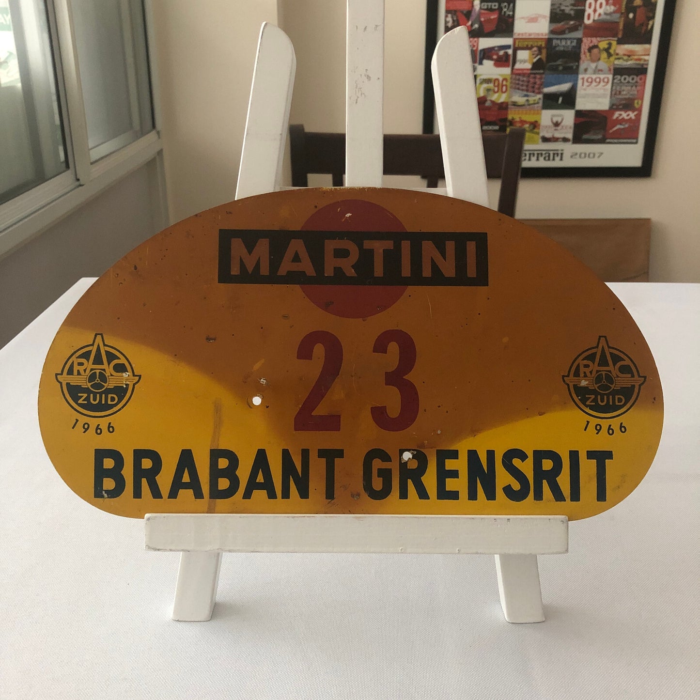 1966 RAC Zuid Brabant Grensrit Car Rally Rallye Participant Plate w/ Martini Ad