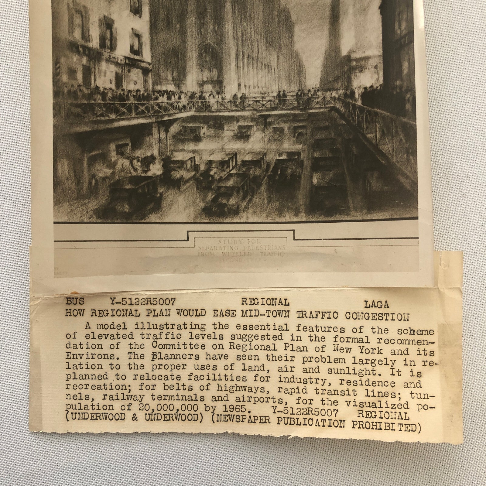 Press Photo Photograph New York City Planning Architect Sketch Proposal 1920s