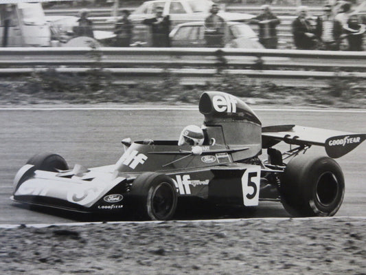 Vintage 1973 Dutch Grand Prix Racing Photograph Photo - Jackie Stewart Tyrrell 