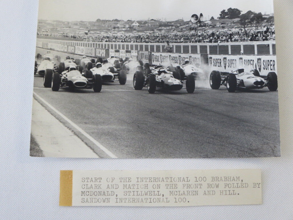 Vintage 1965 Racing Photograph Photo - Jim Clark Jack Brabham Bruce McLaren +
