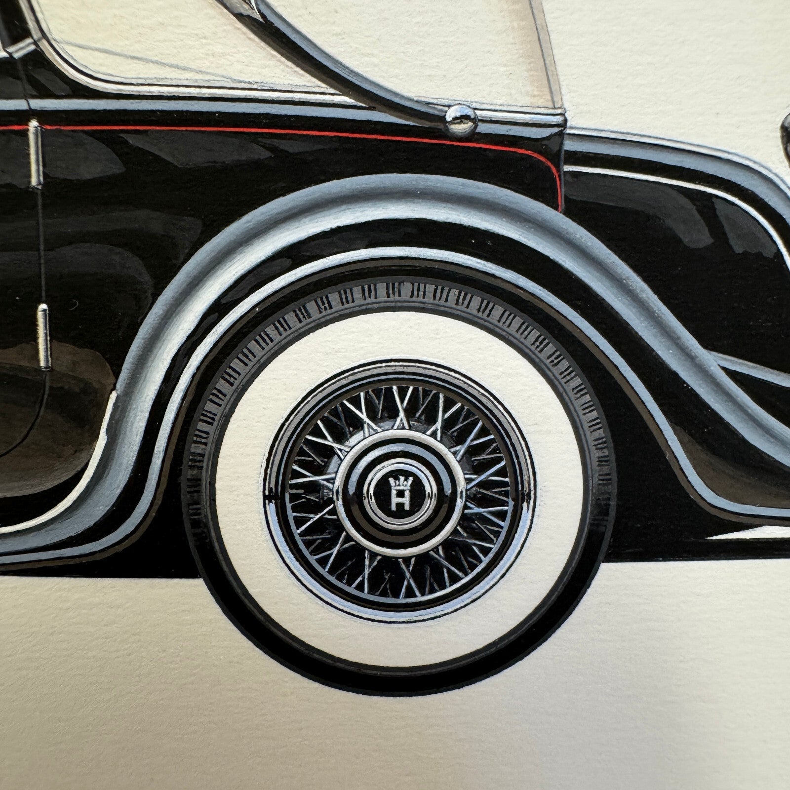 1932 Horch 12 Type 670 Sport Cabriolet Automobile Illustration Art Drawing