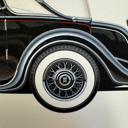 1932 Horch 12 Type 670 Sport Cabriolet Automobile Illustration Art Drawing