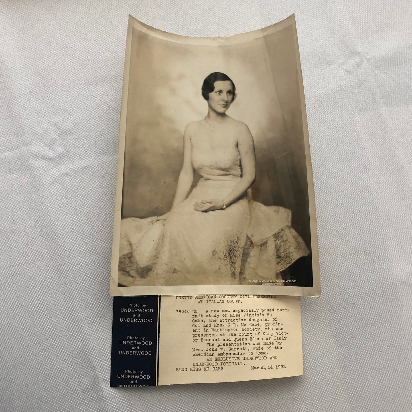 Press Photo Photograph Washington Society Woman Portrait Virginia McCabe 1932
