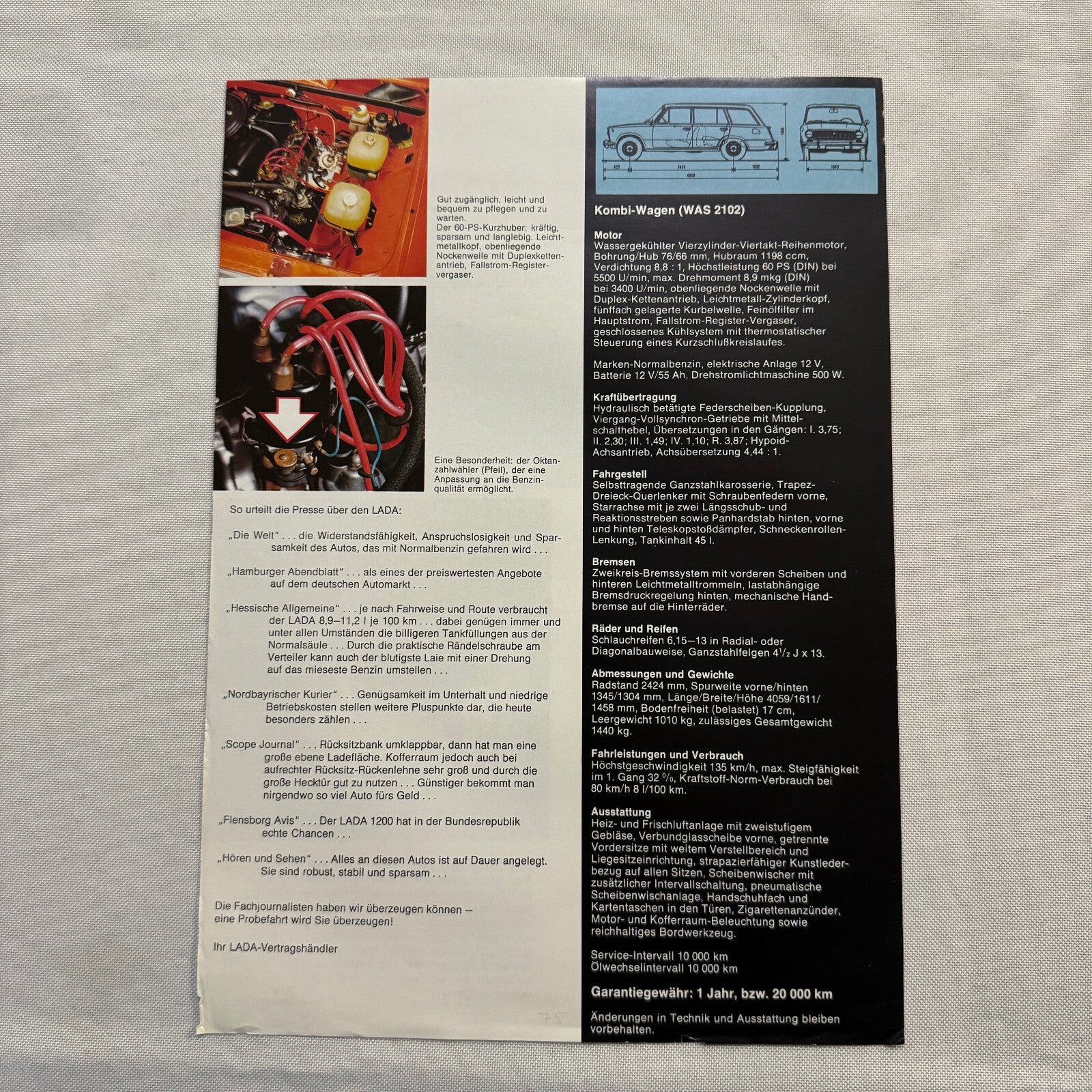 Lada 1200 Kombi Wagon Car Sales Brochure Catalog Advertising German Text Vintage