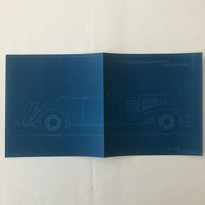 1930 Coachbuilder Car Design Blueprint Rendering Blue Print Coupe Cabriolet 