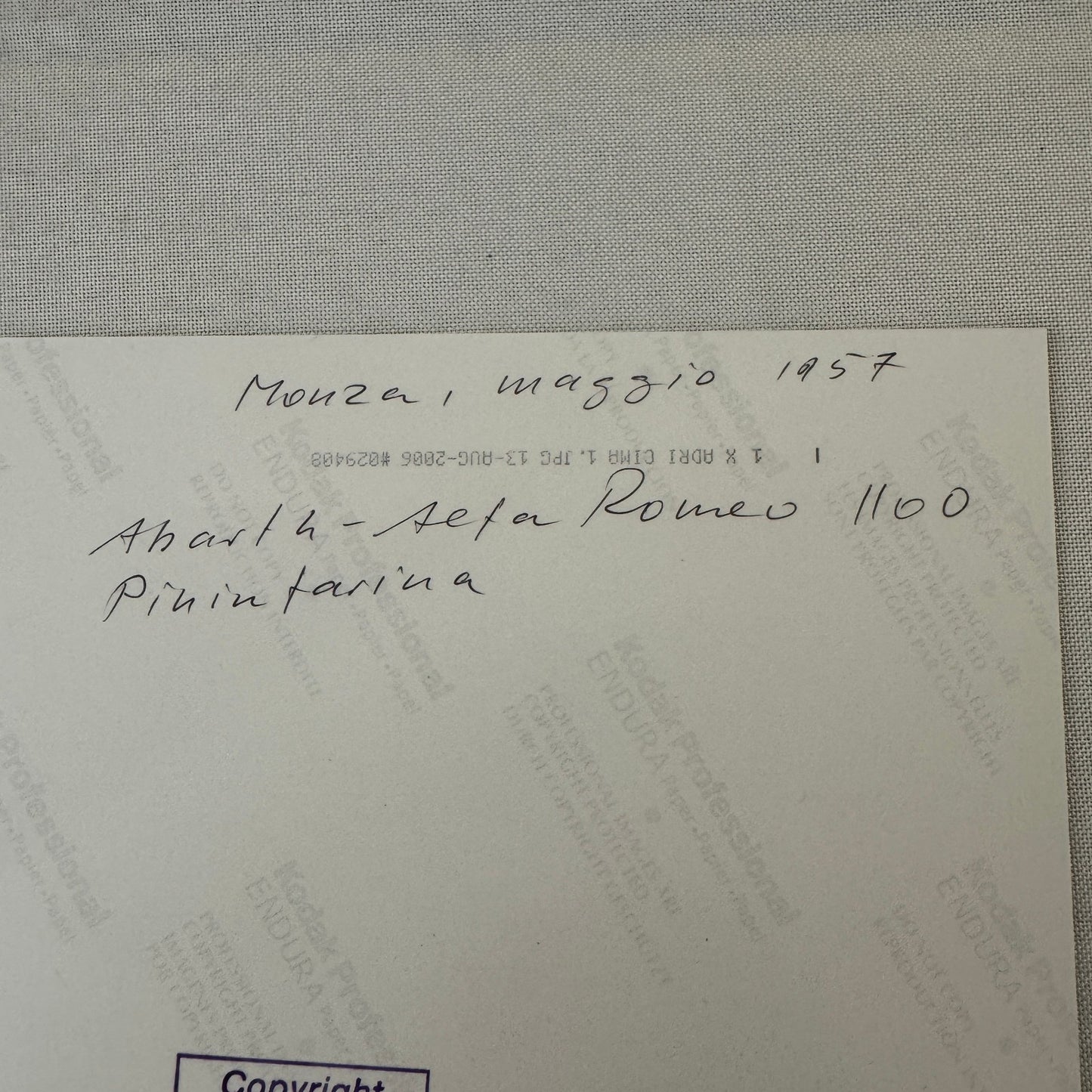 Abarth Alfa Romeo 1100 Pininfarina at Monza 1957 Vintage Photo Modern Print