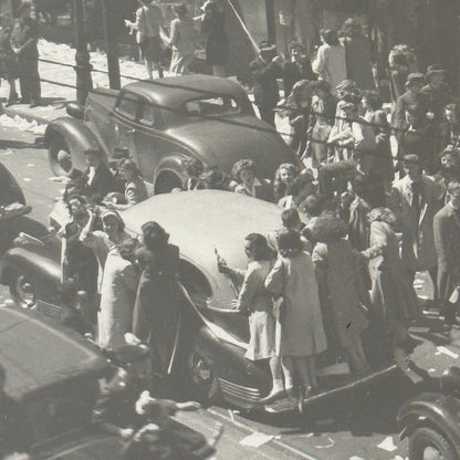 Vintage VE Day Celebration New York Times Square Photo Photograph Modern Print