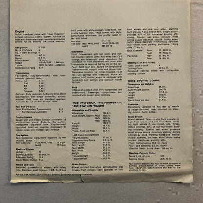 Vintage Volvo Sales Sheet Brochure Catalog 1800S 1800 S 145 Station Wagon 142 +