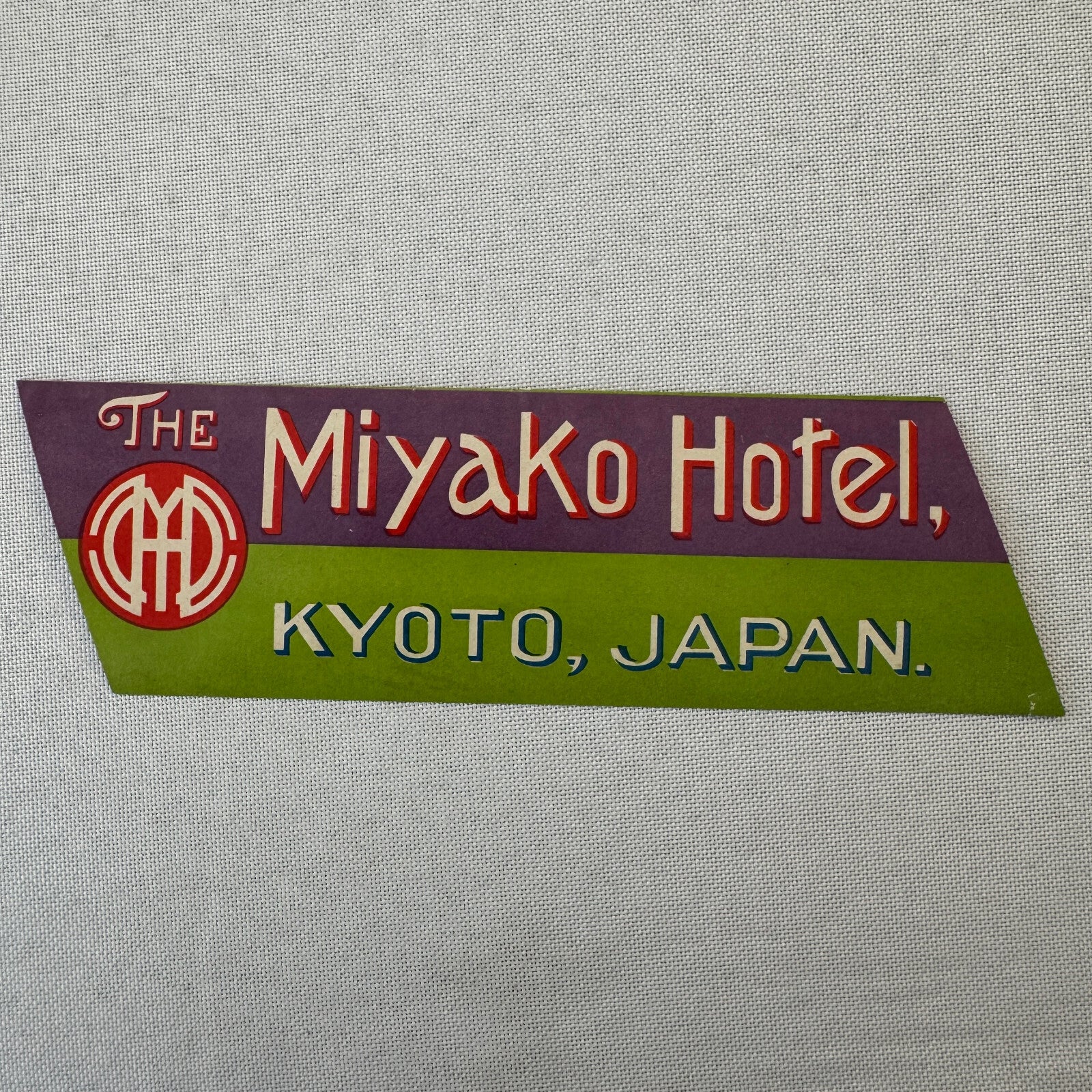 Vintage Hotel Travel Luggage Label The Miyako Hotel Kyoto Japan Japanese
