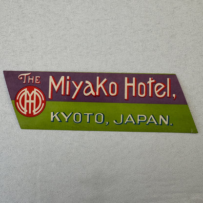 Vintage Hotel Travel Luggage Label The Miyako Hotel Kyoto Japan Japanese