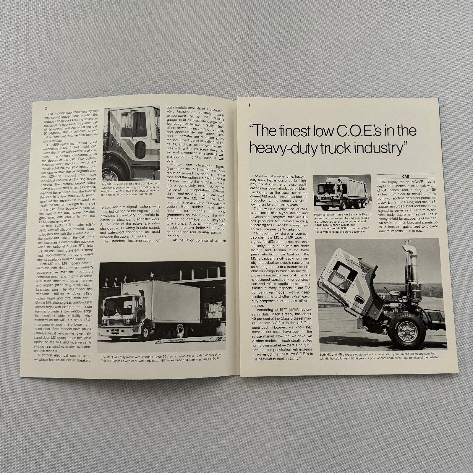 Mack Truck MC MR Series for Construction Refuse Garbage Sales Brochure Catalog