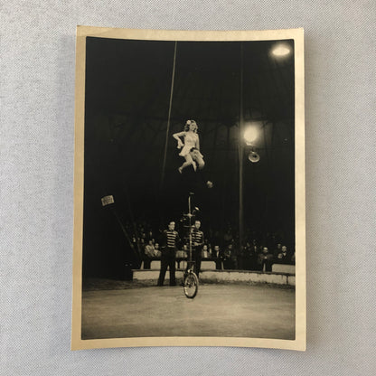 Circus Performer Unicycle Balancing Act Vintage Photo Photograph 1952