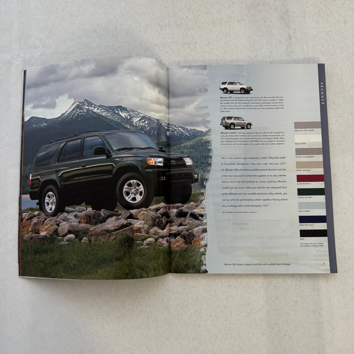 2001 Toyota Sales Brochure Catalog Tacoma Pickup Echo Celica MR2 Rav4 4Runner +
