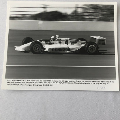 Vintage Indy Indianapolis Racing Photo Photograph Rick Mears 1989