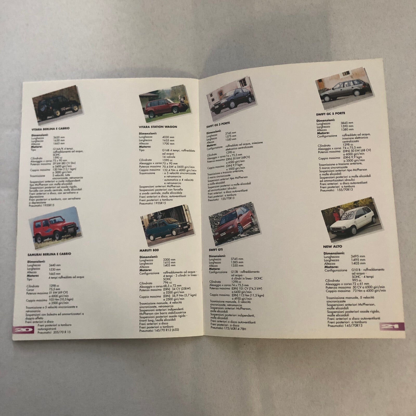 1994 Suzuki Car Sales Brochure Catalog ITALIAN TEXT Samurai Vitara Swift GTI +